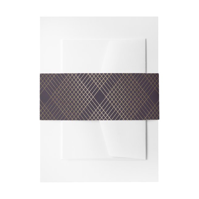 Gold Diamond Geometric Art Deco Purple Gatsby Invitation Belly Band (Front Example)