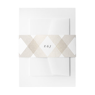 Gold Diamond Geometric Art Deco White Gatsby Invitation Belly Band