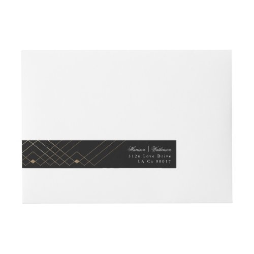 Gold Diamond Geometric Black Deco Gatsby Wedding Wrap Around Address Label