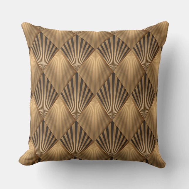 Gold Diamond Geometric Designer Pillow (Front)