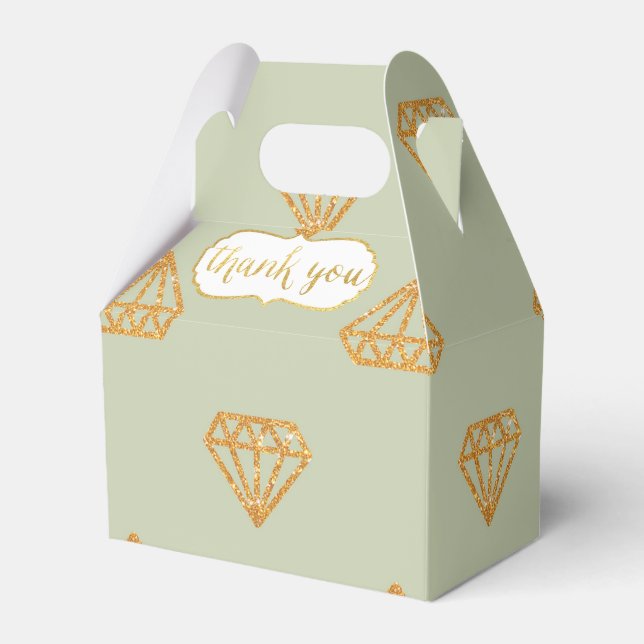 Gold Diamond Geometric On Mint Thank You Favor Boxes (Front Side)