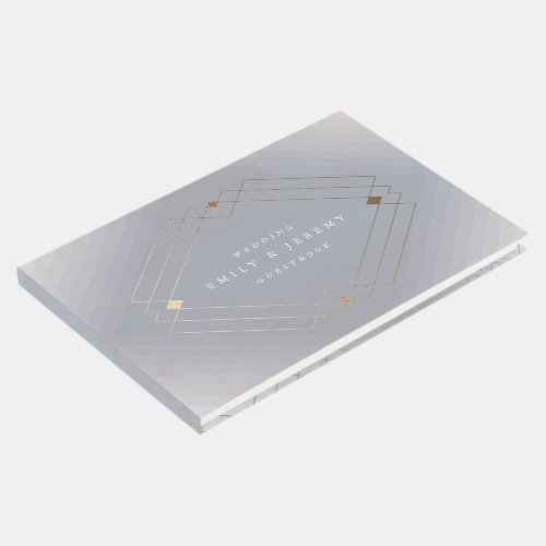 Gold Diamond Gray Geometric Deco Gatsby Wedding Guest Book