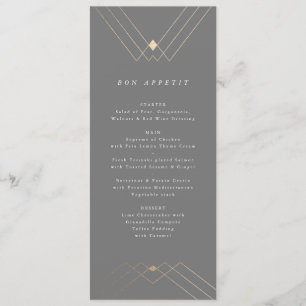 Gold Diamond Grey Geometric Deco Gatsby Menu