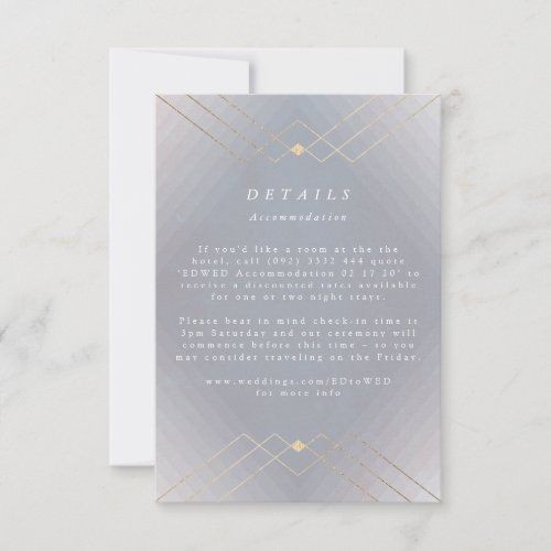 Gold Diamond Grey Geometric Deco Gatsby Wedding RSVP Card