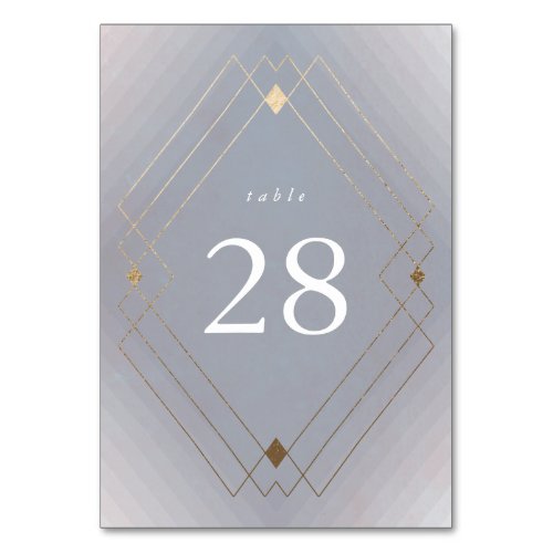 Gold Diamond Grey Geometric Deco Gatsby Wedding Table Number