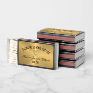 Gold & Diamond Heart50th Wedding Matchboxes