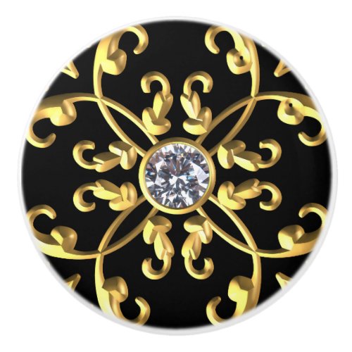 Gold Diamond Jewel Gemstone Ceramic Knob