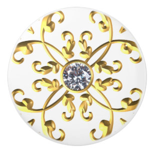 Gold Diamond Jewel Gemstone Ceramic Knob