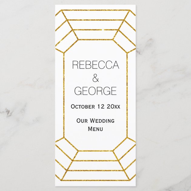Gold Diamond Jewel Trendy Wedding Menu Card