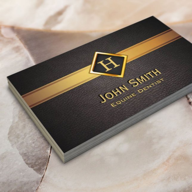 Gold Diamond Label Equine Dentist Business Card (Creator Uploaded)