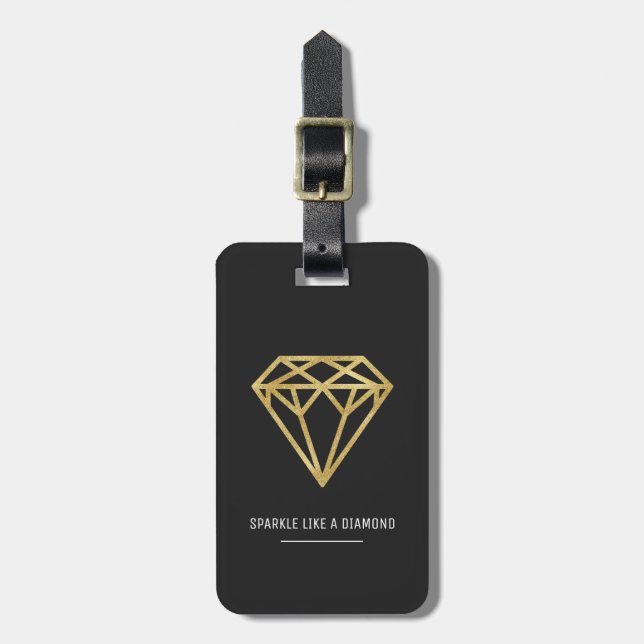 Gold Diamond Luggage Tag (Front Vertical)
