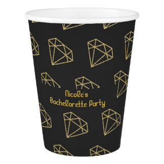Gold Diamond Modern Bachelorette Party Paper Cup