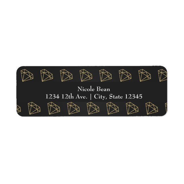Gold Diamond Modern Design Bachelorette Label (Front)