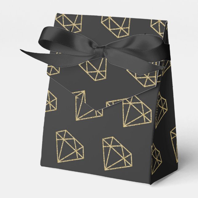 Gold Diamond Modern Design Party Favor Boxes (Front Side)