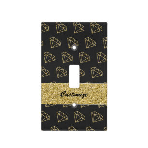 Gold Diamond Modern Glamour Chic Light Switch Cover