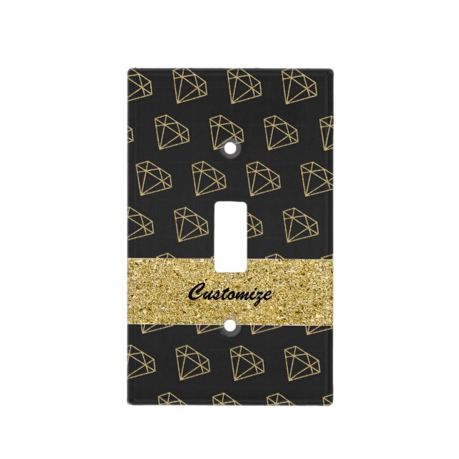 Gold Diamond Modern Glamour Chic Light Switch Cover (Front)