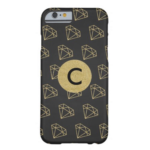 Gold Diamond Modern Glamour Initial Monogram Barely There iPhone 6 Case