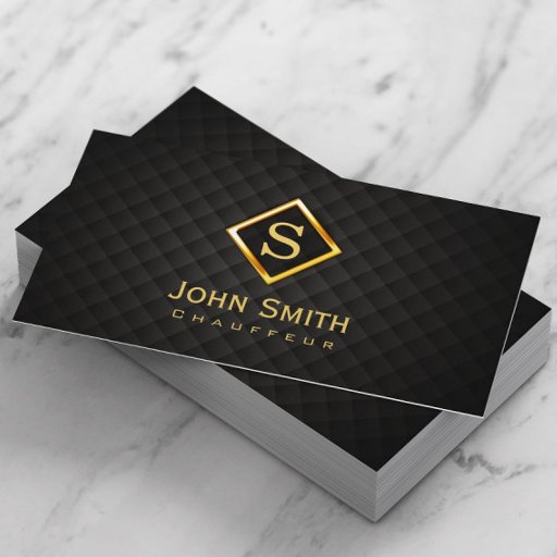 Customizable Gold Diamond Monogram Chauffeur Business Card