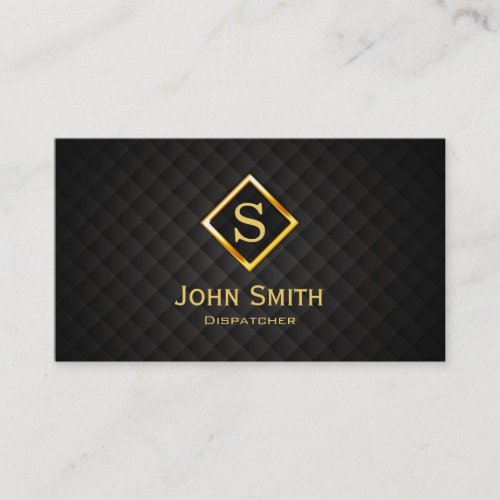 Gold Diamond Monogram Dispatcher Business Card