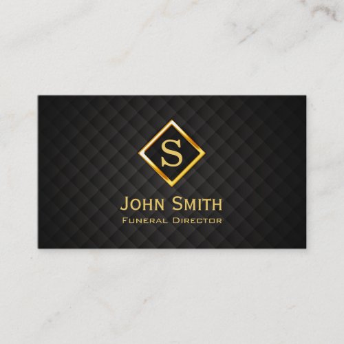 Gold Diamond Monogram Funeral Business Card