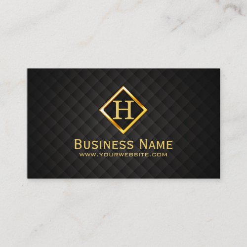 Gold Diamond Monogram Label Dark Business Card