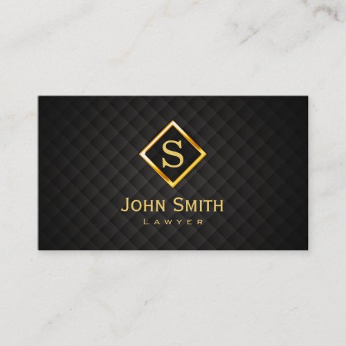 Gold Diamond Monogram Lawyer Business Card