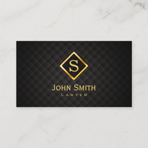 Customizable Gold Diamond Monogram Lawyer Business Card