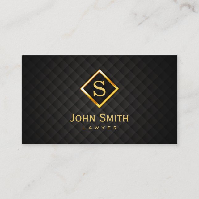 Gold Diamond Monogram Lawyer Business Card (Front)