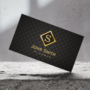 Gold Diamond Monogram Plumbing Business Card