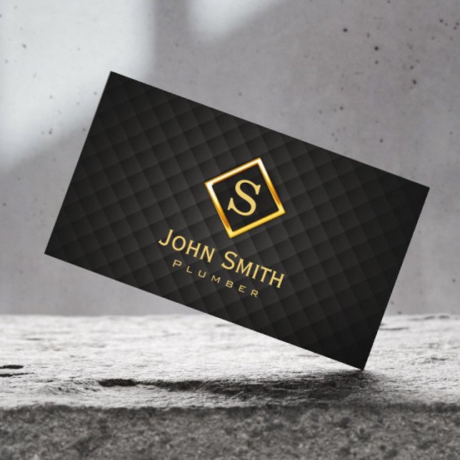 Gold Diamond Monogram Plumbing Business Card (Creator Uploaded)