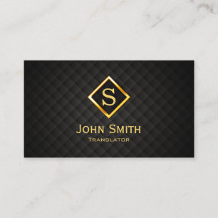 Gold Diamond Monogram Translator Business Card
