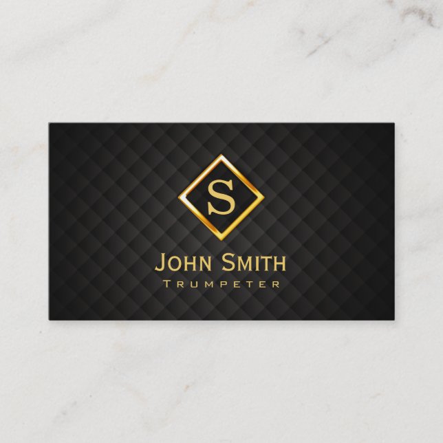 Gold Diamond Monogram Trumpeter Business Card (Front)