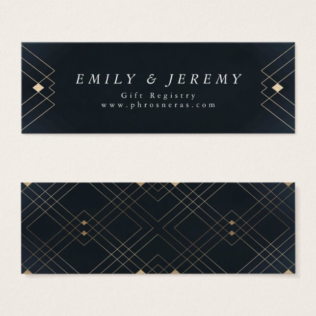 Gold Diamond Navy Geometric Deco Gatsby Wedding (Front & Back)