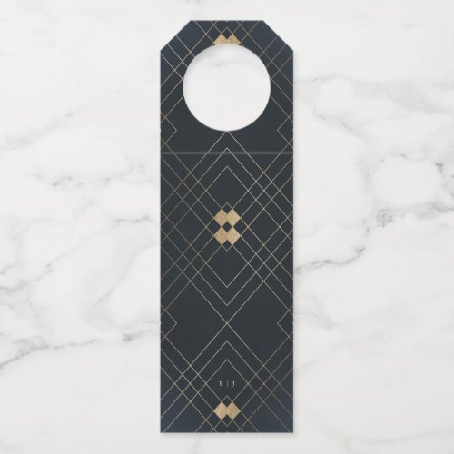 Gold Diamond Navy Geometric Deco Gatsby Wedding Bottle Hanger Tag