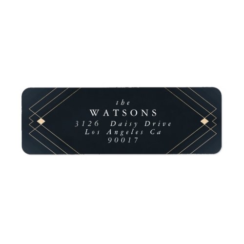 Gold Diamond Navy Geometric Deco Gatsby Wedding Label