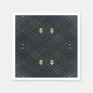 Gold Diamond Navy Geometric Deco Gatsby Wedding Napkins