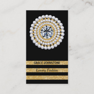 Gold, Diamond, Pearls Jewelry Shop Business Card