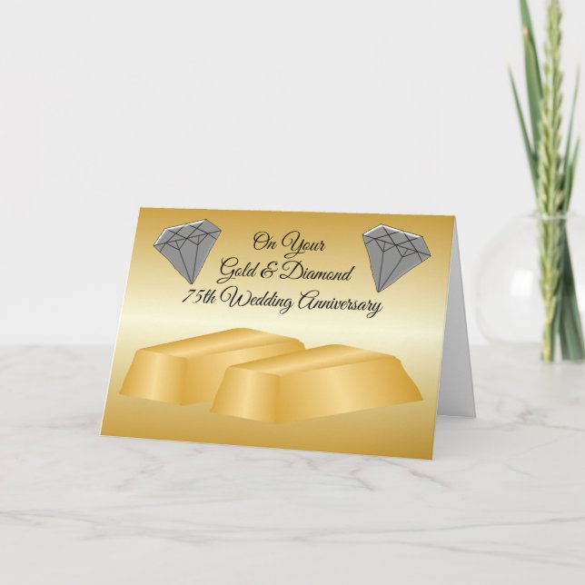 Gold Diamond Personalised 75th Wedding Anniversary Card (Front)