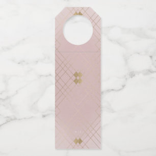 Gold Diamond Pink Geometric Deco Gatsby Wedding Bottle Hanger Tag