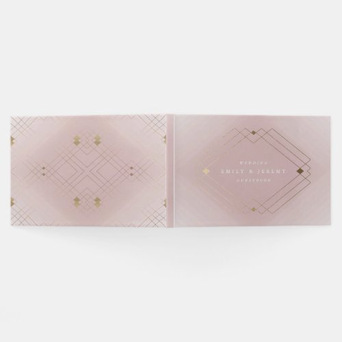 Gold Diamond Pink Geometric Deco Gatsby Wedding Guest Book