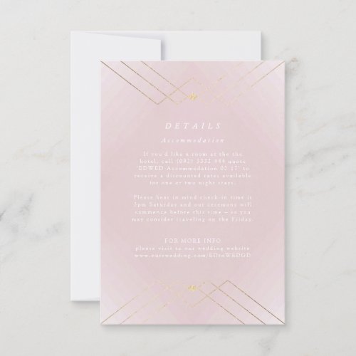 Gold Diamond Pink Geometric Deco Gatsby Wedding RSVP Card