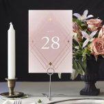 Gold Diamond Pink Geometric Deco Gatsby Wedding Table Number<br><div class="desc">A formal elegant design for your wedding table numbers for a boho inspired wedding. Relive the trend of Great Gatsby with this Design - As this trendy table number will give your wedding the ideal look for your special day. Antique Faux Gold below & above a your table number. These...</div>