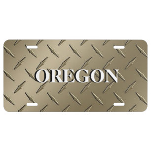 Gold Diamond Plate Oregon State License Plate