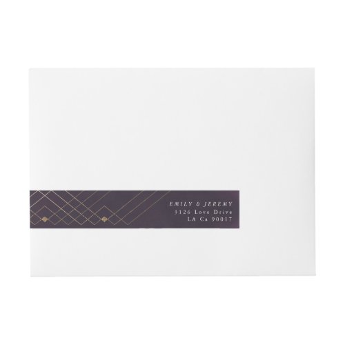 Gold Diamond Purple Geometric Deco Gatsby Wedding Wrap Around Address Label