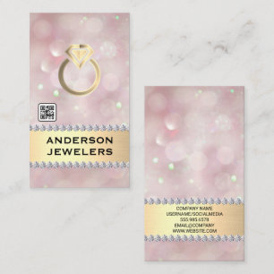 Gold Diamond Ring Logo   QR Code  Business Card