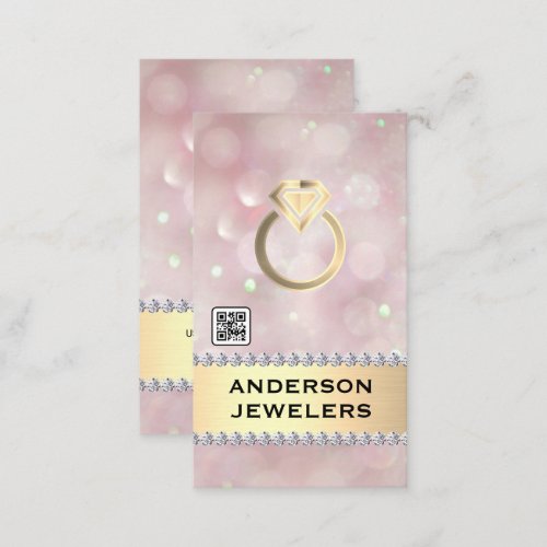 Gold Diamond Ring Logo  QR Code  Business Card