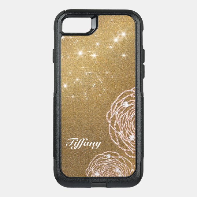 Gold Diamond Rose Otterbox iPhone Case (Back)