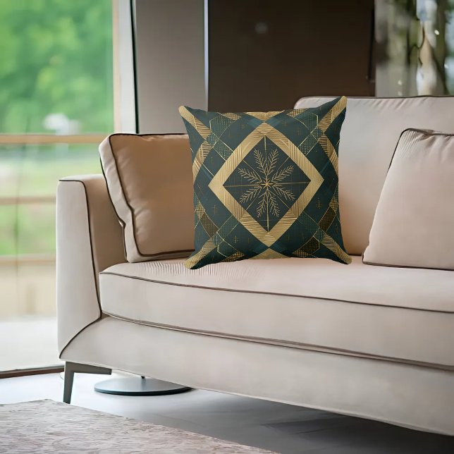 Gold Diamond Snowflake Pattern Throw Pillow (Creator Uploaded)