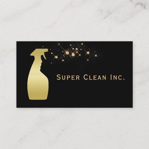 Gold Diamond Spray Bottle Luxury Cleaning Service Business Card