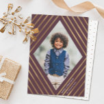 Gold Diamond Stripes Frame Photo Christmas Holiday Card<br><div class="desc">Send stylish holiday greetings with these beautiful Christmas photo cards, featuring faux gold foil stripes, forming a diamond shaped frame around your photo! The background is a deep mauve - please let me know if you'd like to see this card in a different color! - Tracey at orabellaprints@outlook.com. The back...</div>